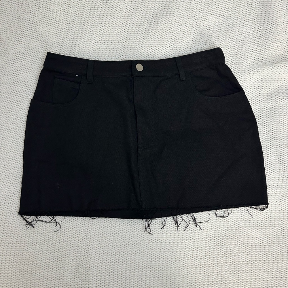 White Fox Power House Black Denim Mini Skirt Size M